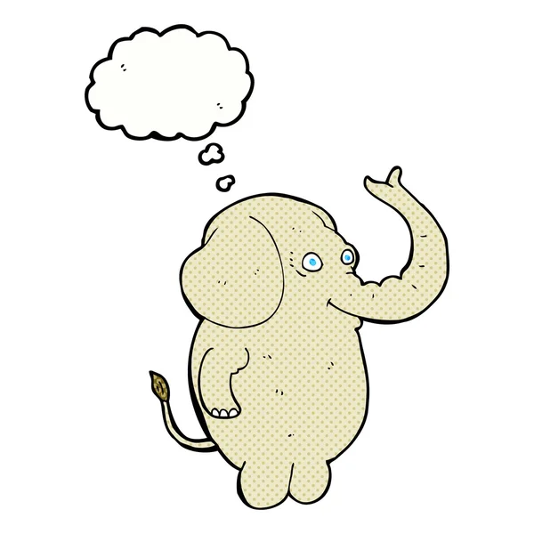Мультяшный смешной слон с мыслепузырём — стоковый вектор