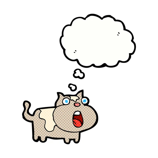 Cartoon shocked cat with thought bubble — Stock Vector