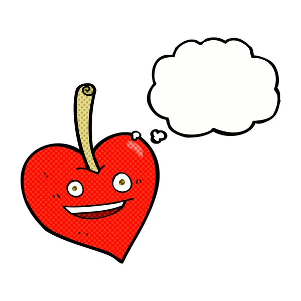 Dibujos animados amor corazón manzana con burbuja de pensamiento — Archivo Imágenes Vectoriales