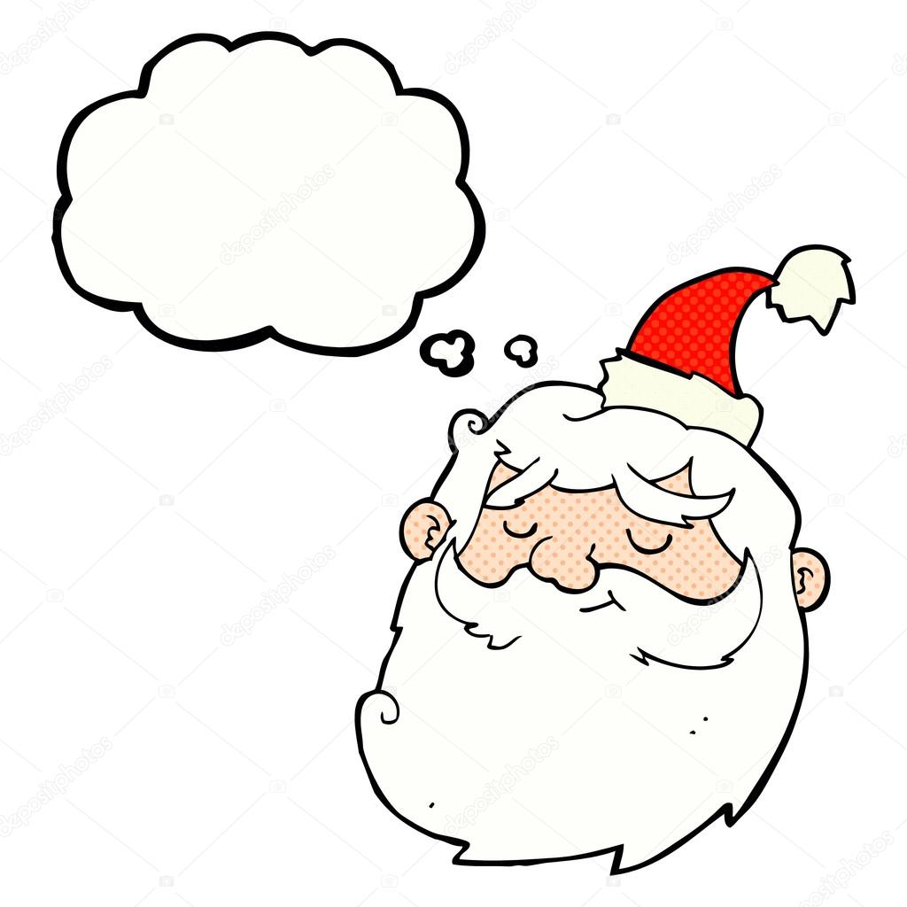 visage de père Noël avec bulle de pensée de dessin animé stock illustration cartoon santa claus face with