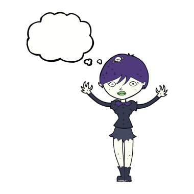 Düşünce baloncuğu olan vampir kız.