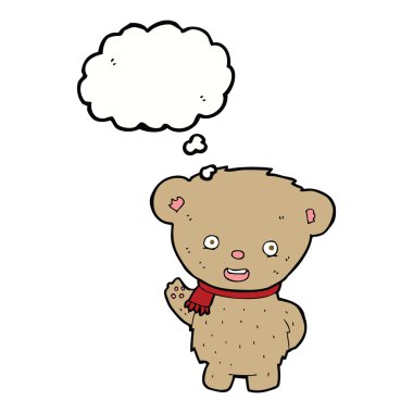 Düşünce baloncuğuyla sallanan oyuncak ayı.