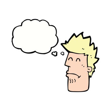 Düşünce baloncuğuyla kendini hasta hisseden çizgi film adamı