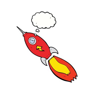 Düşünce baloncuklu çizgi film roketi