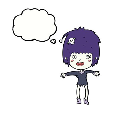 Düşünce baloncuğu olan vampir kız.