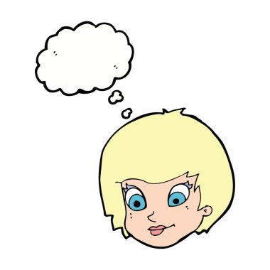 çizgi film kadın yüzü ile düşünce balonu