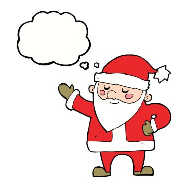 Düşünce baloncuklu çizgi film Noel Baba