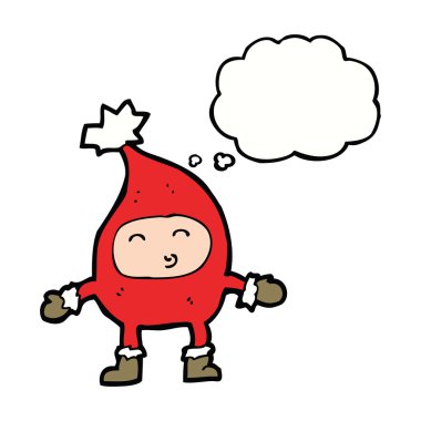 Düşünce baloncuklu komik noel karakteri