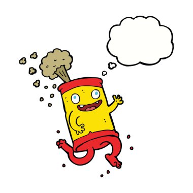 Düşünce baloncuklu karikatür çılgın soda kutusu