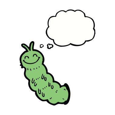 Düşünce baloncuklu çizgi film tırtılı