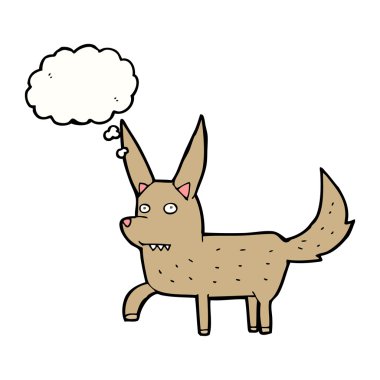 Düşünce baloncuklu vahşi bir köpek.