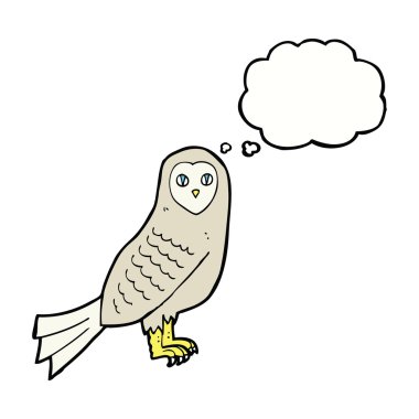 Düşünce baloncuklu çizgi film baykuşu