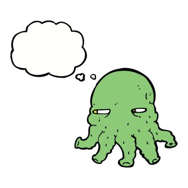 Düşünce baloncuklu uzaylı yüzü