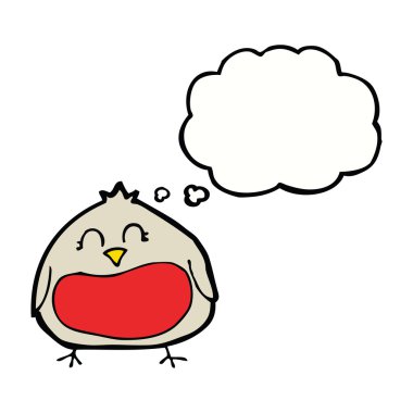 Düşünce baloncuklu komik karikatür noel robini