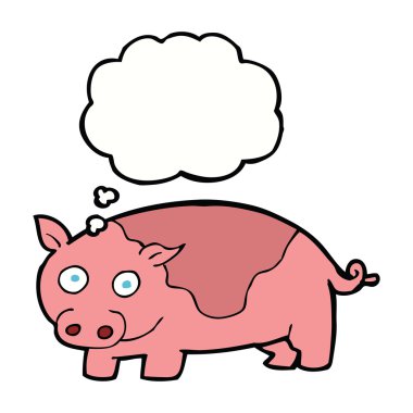 Düşünce baloncuklu çizgi film domuzu