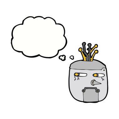 Düşünce baloncuklu robot kafası