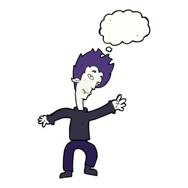 Düşünce baloncuklu cadılar bayramı vampiri çizgi filmi