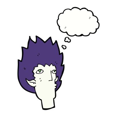 çizgi film vampir yüz düşünce balonu ile