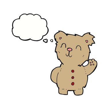 Düşünce baloncuklu oyuncak ayı.