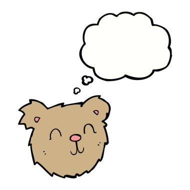 Düşünce baloncuklu mutlu oyuncak ayı suratı