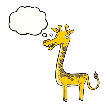 Düşünce baloncuklu çizgi film zürafası