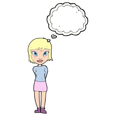 Düşünce baloncuklu güzel kız.