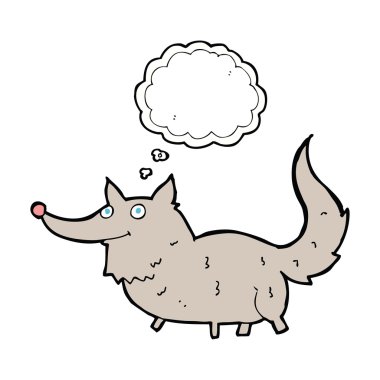 Düşünce baloncuğu olan küçük kurt.