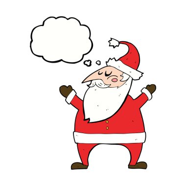 Düşünce baloncuklu çizgi film Noel Baba