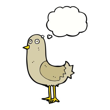 Düşünce baloncuklu çizgi film kuşu