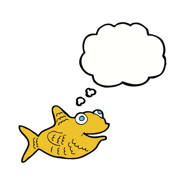 Cartoon happy fish with thought bubble — Stock Vector