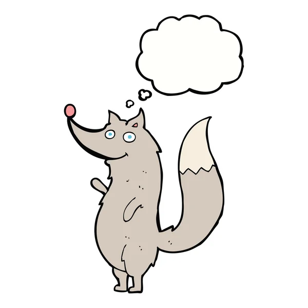 思考の泡でオオカミを振って漫画 — ストックベクタ