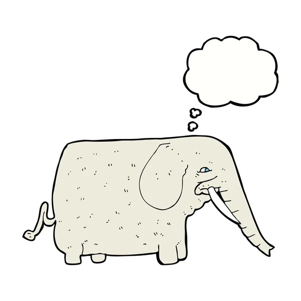 Cartoon grote olifant met gedachte zeepbel — Stockvector