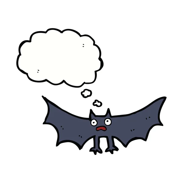 Chauve-souris dessin animé avec bulle de pensée — Image vectorielle