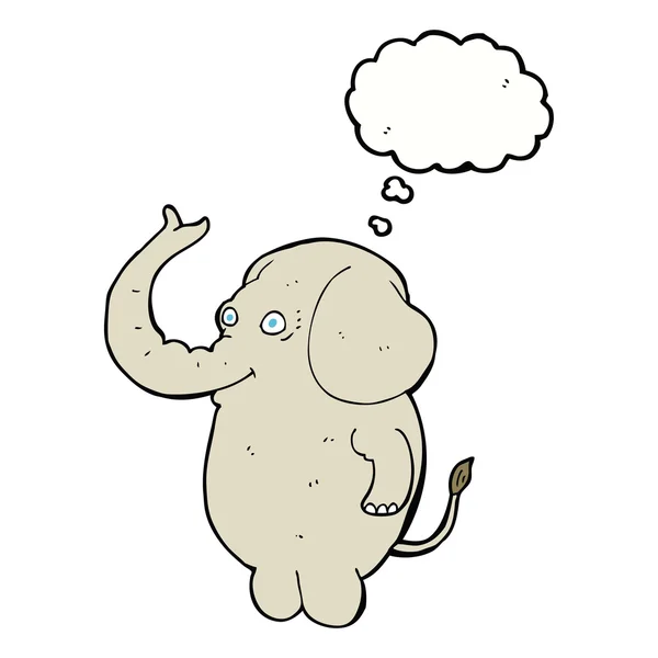 Cartoon grappige olifant met gedachte zeepbel — Stockvector