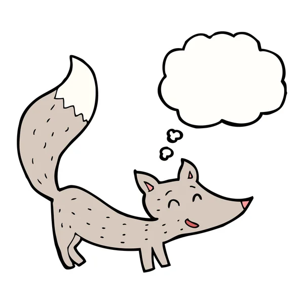 Dessin animé petit loup avec bulle de pensée — Image vectorielle