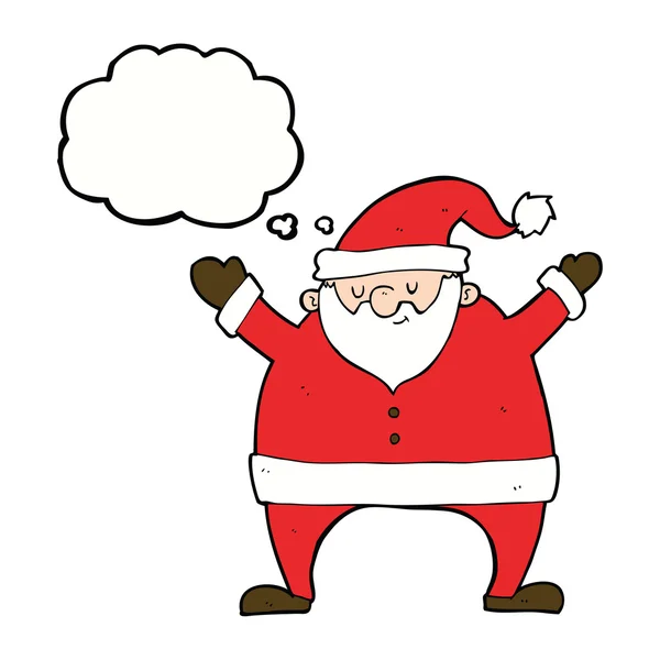 Cartoon santa claus met gedachte zeepbel — Stockvector