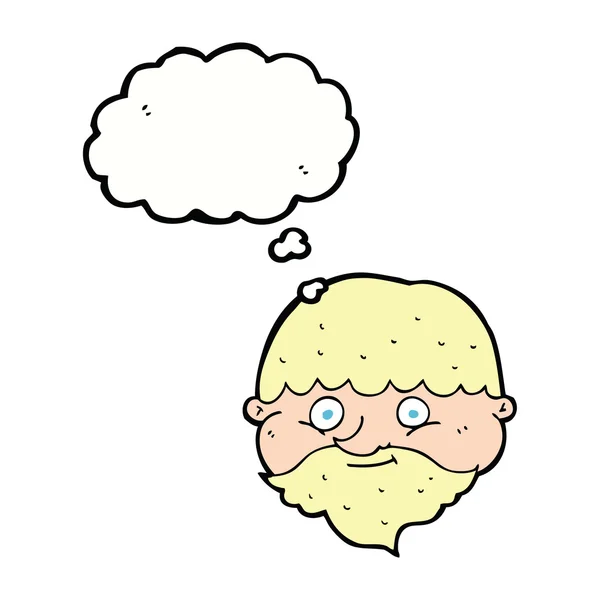 Cartoon bebaarde man met gedachte zeepbel — Stockvector