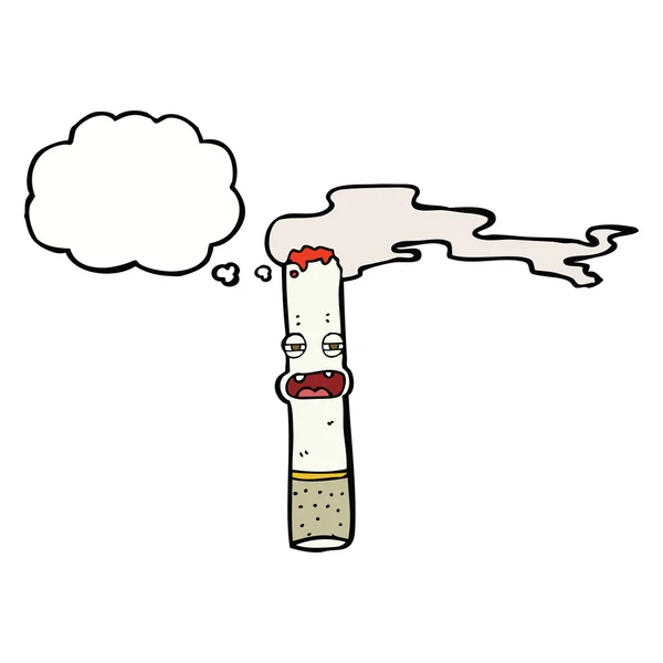 Tecknad cigarett karaktär med tanke bubbla — Stock vektor