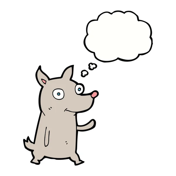 Kartun anjing kecil melambaikan tangan dengan pikiran gelembung - Stok Vektor