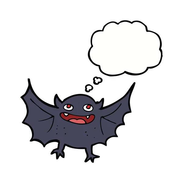 Chauve-souris vampire dessin animé avec bulle de pensée — Image vectorielle