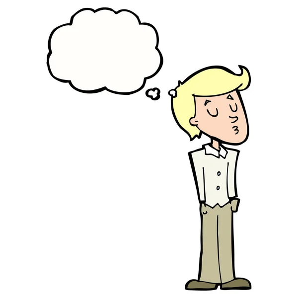 Karikatur ruhiger Mann mit Gedankenblase — Stockvektor
