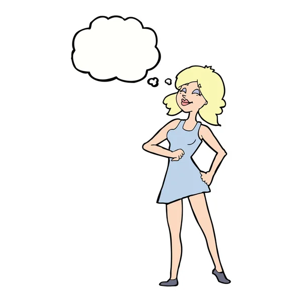 思考バブルを持つ漫画の誇り高い女性 — ストックベクタ