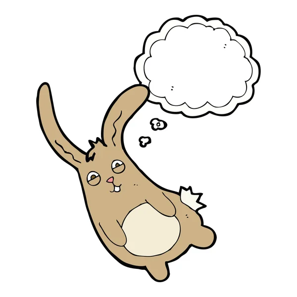 Divertido conejo de dibujos animados con burbuja de pensamiento — Archivo Imágenes Vectoriales