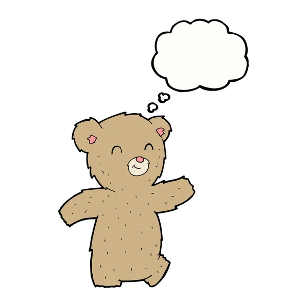 Urso de pelúcia dos desenhos animados com bolha de pensamento —  Vetores de Stock