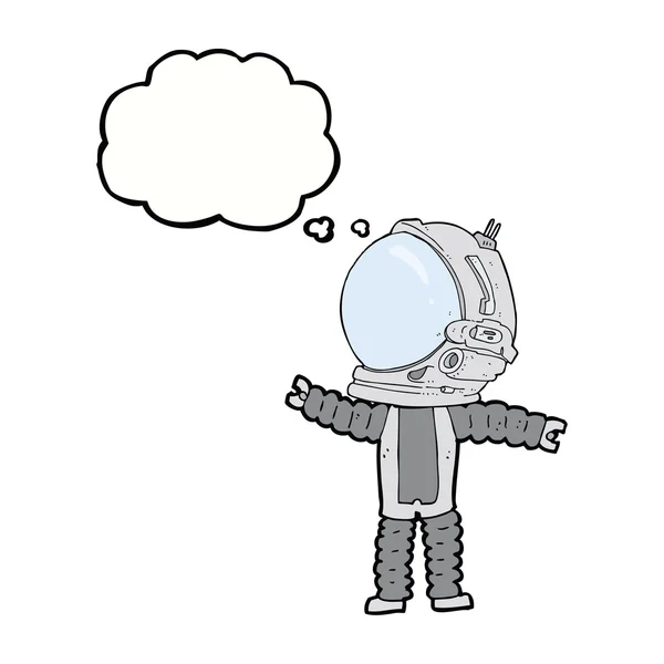 Astronauta cartoon com bolha de pensamento —  Vetores de Stock