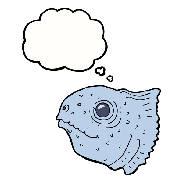 思考バブルと漫画の魚の頭 — ストックベクタ