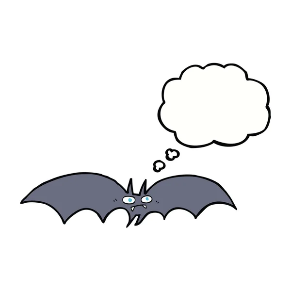 Tecknad vampyr bat med tanke bubbla — Stock vektor