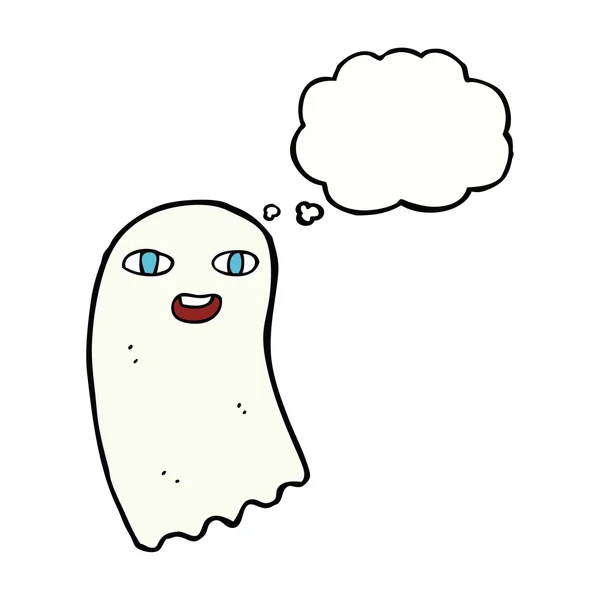 Divertido fantasma de dibujos animados con burbuja de pensamiento — Vector de stock