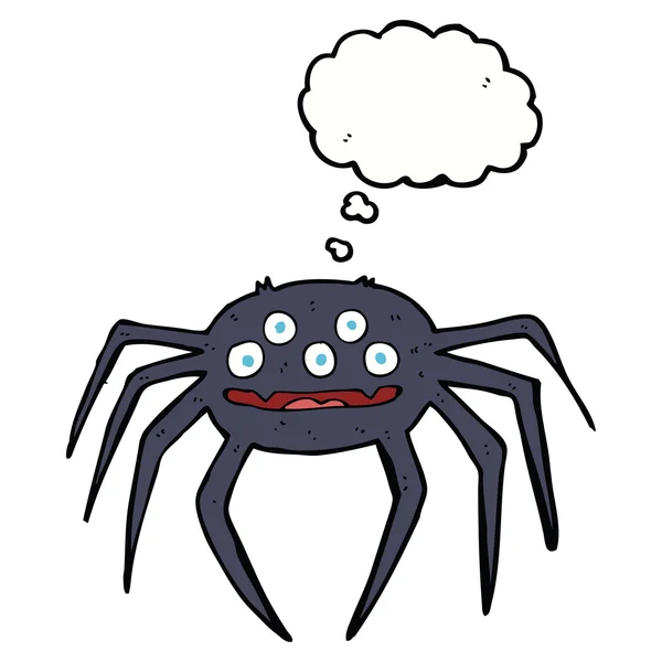 Kreslený halloween pavouk s myšlenkovou bublinou — Stockový vektor