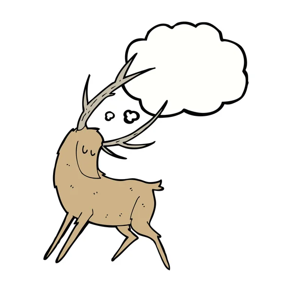 Cerf de dessin animé avec bulle de pensée — Image vectorielle